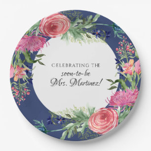 Assiettes En Carton Aquarelle Anglais Jardin Rose Rose n Marine Floral