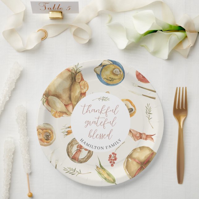 Assiettes En Carton Aquarelle Automne Chute Turquie Thanksgiving Dîner (Mariage)