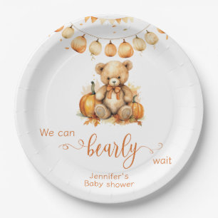 Assiettes En Carton Aquarelle Automne ours en peluche citrouille baby 