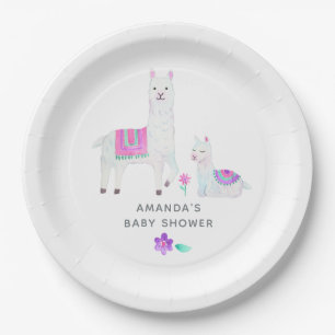 Assiettes En Carton Aquarelle Baby shower à thème Llama