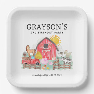 Assiettes En Carton Aquarelle Barnyard Animaux Enfants Ferme Anniversa