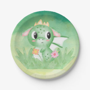 Assiettes En Carton Aquarelle Bébé Bébé Dragon Aquarelle Plaque papier