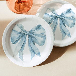 Assiettes En Carton Aquarelle bleu arc minimaliste Toile Baby shower