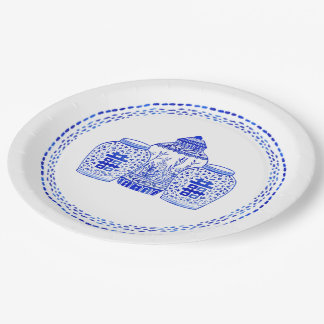 Assiettes En Carton Aquarelle bleue et blanche de plaques à papier de