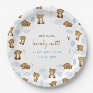Assiettes En Carton Aquarelle Bleue Nous Pouvons Attendre Teddy Ours