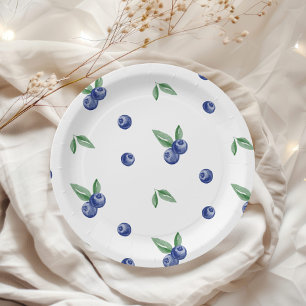 Assiettes En Carton Aquarelle bleueberry doux anniversaire