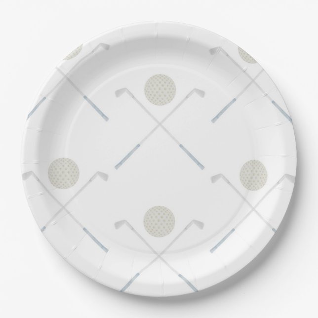 Assiettes En Carton Aquarelle Blue Golf Anniversaire Plaques de papier (Devant)