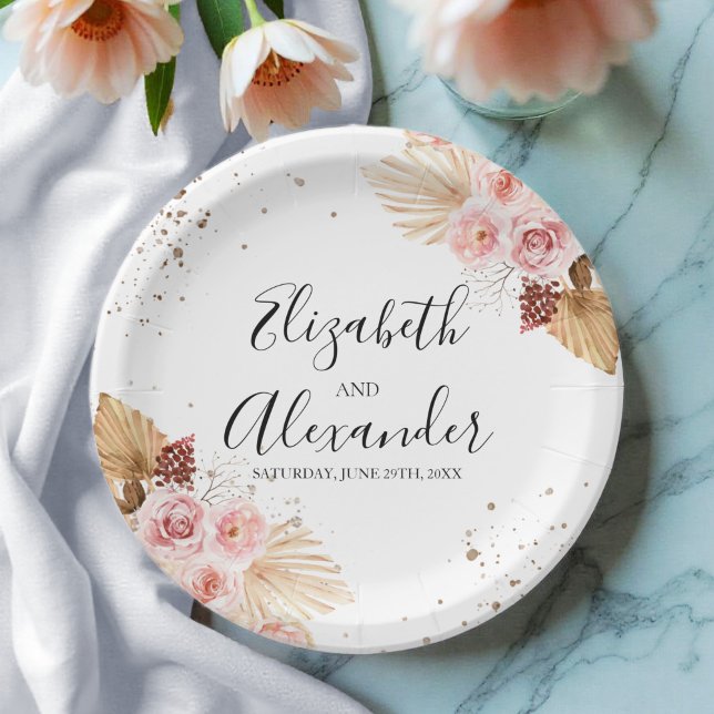 Assiettes En Carton Aquarelle Boho Parties scintillant Mariage Plaques (Créateur téléchargé)