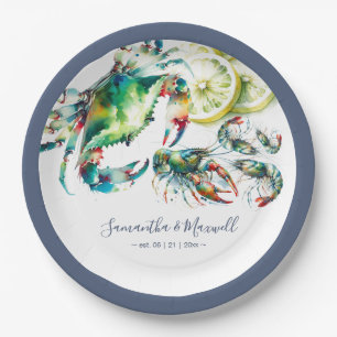 Assiettes En Carton Aquarelle Boule de fruits de mer