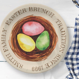 Assiettes En Carton Aquarelle Brunch de Pâques Tradition familiale