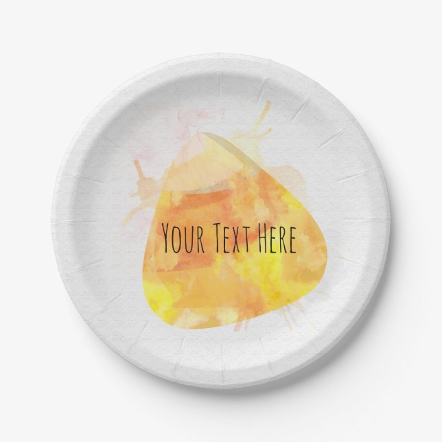 Assiettes En Carton Aquarelle Candy Corn Halloween Party (Devant)