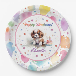 Assiettes En Carton Aquarelle Cavalier King Charles Spaniel