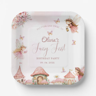 Assiettes En Carton Aquarelle Champignons Fée 1ère forêt d'anniversair