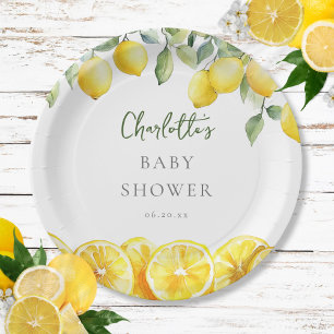 Assiettes En Carton Aquarelle Citrus Baby shower