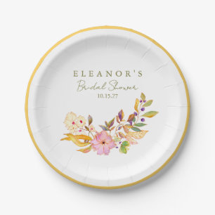 Assiettes En Carton Aquarelle colorée Brunch Floral Bubbly Douche