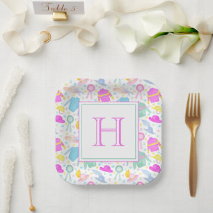 Assiettes En Carton Aquarelle colorée Derby Jerseys & Monogramme Casqu