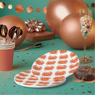 Assiettes En Carton Aquarelle Crabe orange Fruits de mer