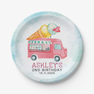Assiettes En Carton Aquarelle crème glacée Fête personnalisée