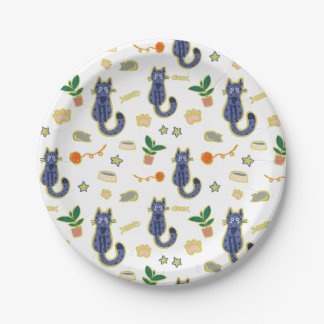 Assiettes En Carton Aquarelle Cute Chats Motif