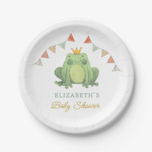 Assiettes En Carton Aquarelle Cute Frog Baby shower