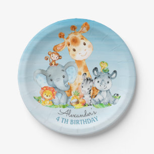 Assiettes En Carton Aquarelle Cute Safari Jungle Animaux Anniversaire