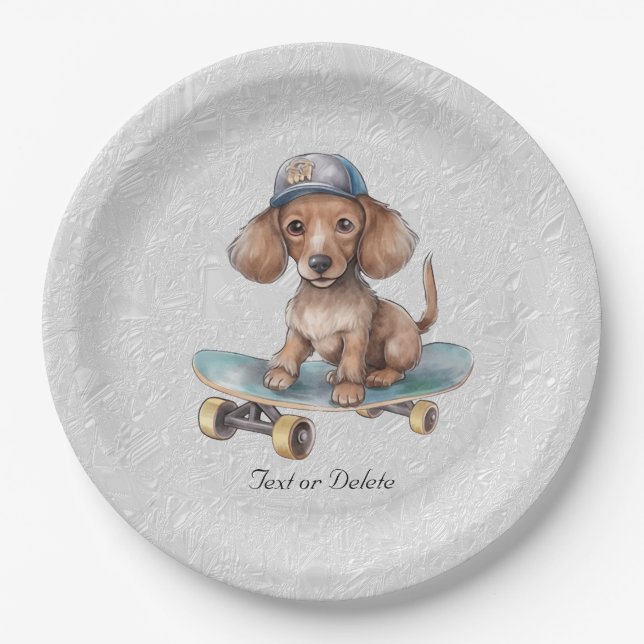 Assiettes En Carton Aquarelle Dachshund Plaque papier (Devant)
