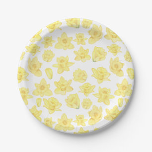 Assiettes En Carton Aquarelle Daffodil Ditzy Floral