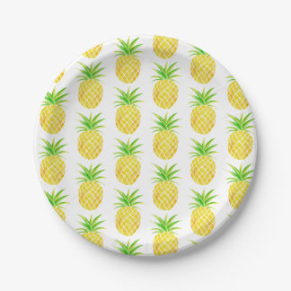 Assiettes En Carton Aquarelle d'ananas tropicale
