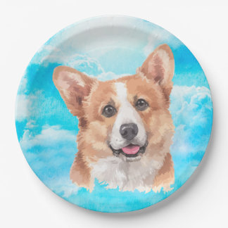 Assiettes En Carton Aquarelle d'animal familier de chien de corgi de