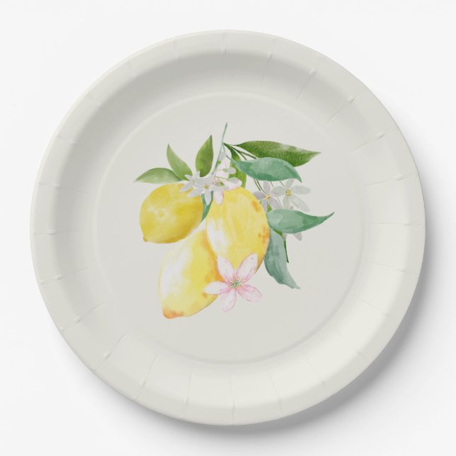 Assiettes En Carton Aquarelle de citron simple été (Devant)