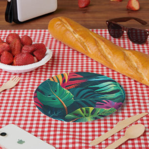 Assiettes En Carton Aquarelle de feuillage tropical Paradis