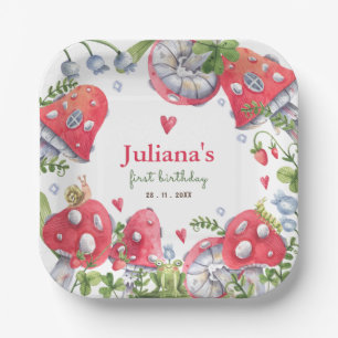 Assiettes En Carton Aquarelle de forêt de bois Anniversaire de enfant 