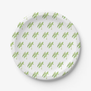 Assiettes En Carton Aquarelle de jardin vert plante d'herbe de menthe