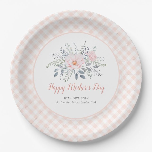 Assiettes En Carton Aquarelle de la Fête des Mères rose pâle (Devant)