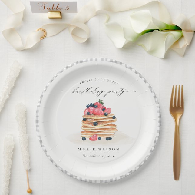 Assiettes En Carton Aquarelle de Pancake aux fruits mignonnes N'import (Mariage)