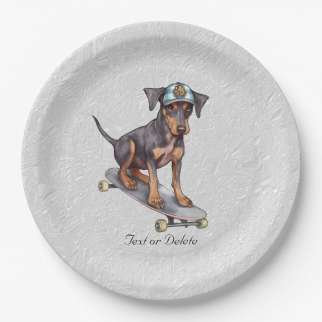 Assiettes En Carton Aquarelle Doberman Plaque en papier (Devant)