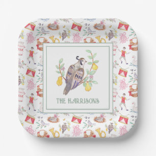 Assiettes En Carton Aquarelle Douze Jours de Noël Personnalisé