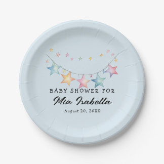 Assiettes En Carton Aquarelle Étoiles Baby shower Plaques en papier