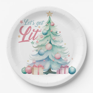 Assiettes En Carton Aquarelle Faisons un sapin de Noël