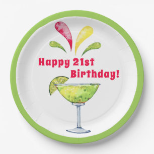 Assiettes En Carton Aquarelle festive Margarita   Anniversaire