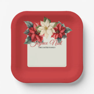 Assiettes En Carton Aquarelle Fleuris Vintage Rouge Noël Poinsettia