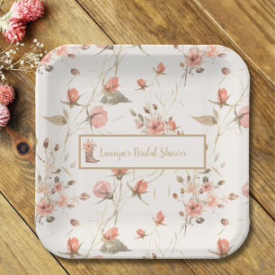 Assiettes En Carton Aquarelle Floral Boots de Cowboy Douche nuptiale