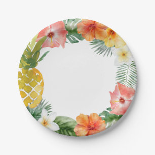 Assiettes En Carton Aquarelle Floral Luau Anniversaire