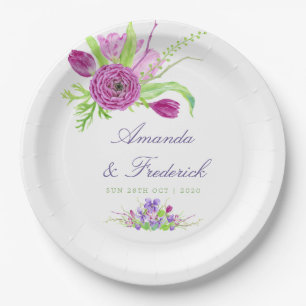 Assiettes En Carton Aquarelle Floral Mariage été