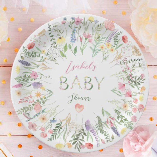 Assiettes En Carton Aquarelle florale Alphabet Baby shower ABC (Créateur téléchargé)
