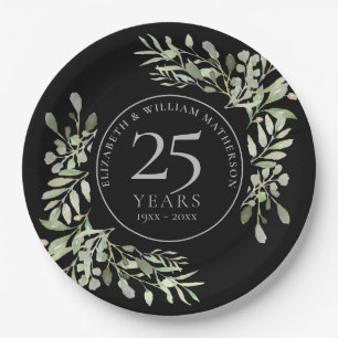 Assiettes En Carton Aquarelle florale de verdure pour les 25 ans de ma
