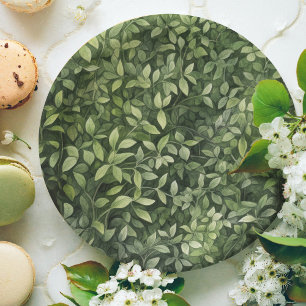 Assiettes En Carton Aquarelle Forrest Greens Baby shower neutre