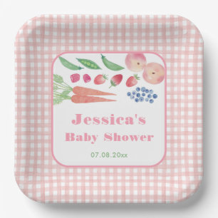 Assiettes En Carton Aquarelle Fruit Légumes Jardin Baby shower fille