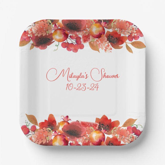 Assiettes En Carton Aquarelle Garland de Fruits et Berries (Recto)
