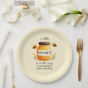 Assiettes En Carton Aquarelle Honey & Bees Baby Shower Jaune